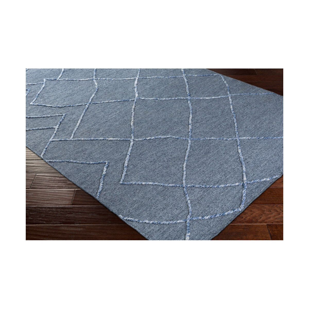 Landscape 36 X 24 inch Blue and Neutral Area Rug, Wool and Viscose