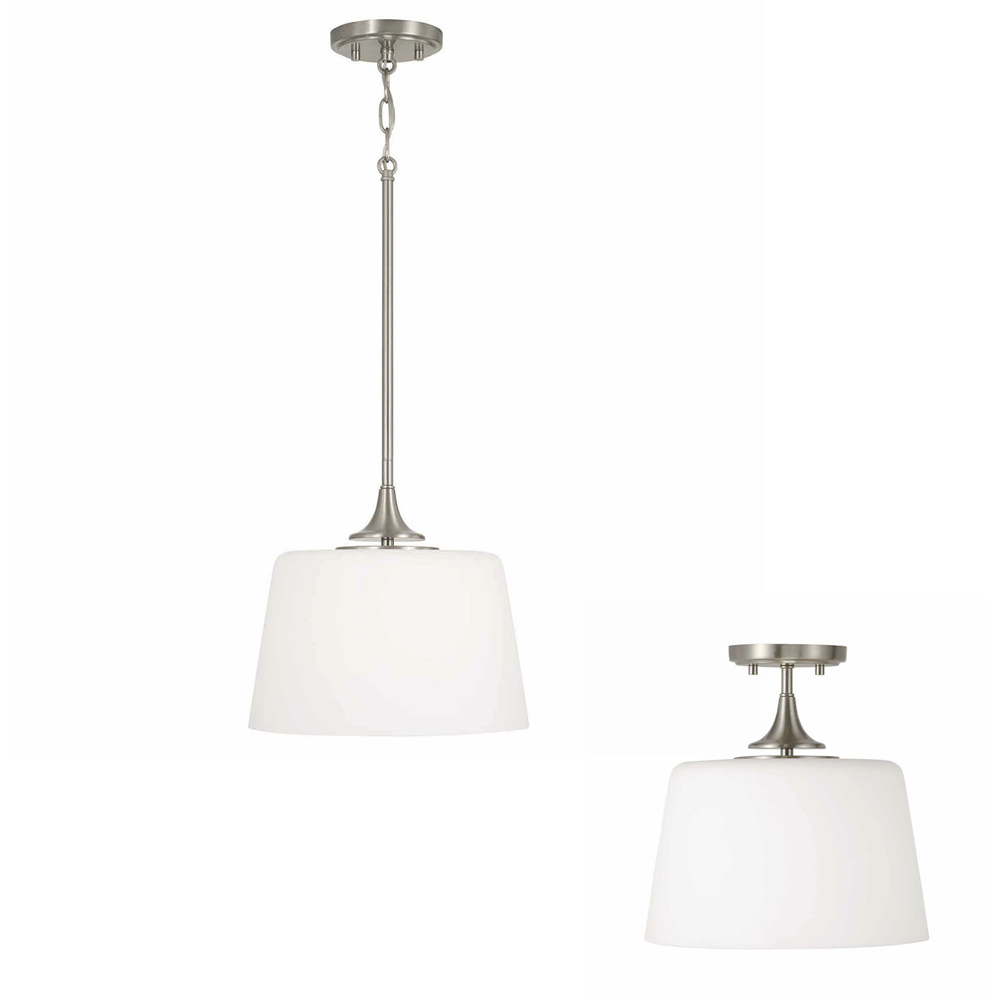 Presley 1 Light 11.75 inch Brushed Nickel Semi-Flush Mount Ceiling Light, Convertible Dual Mount