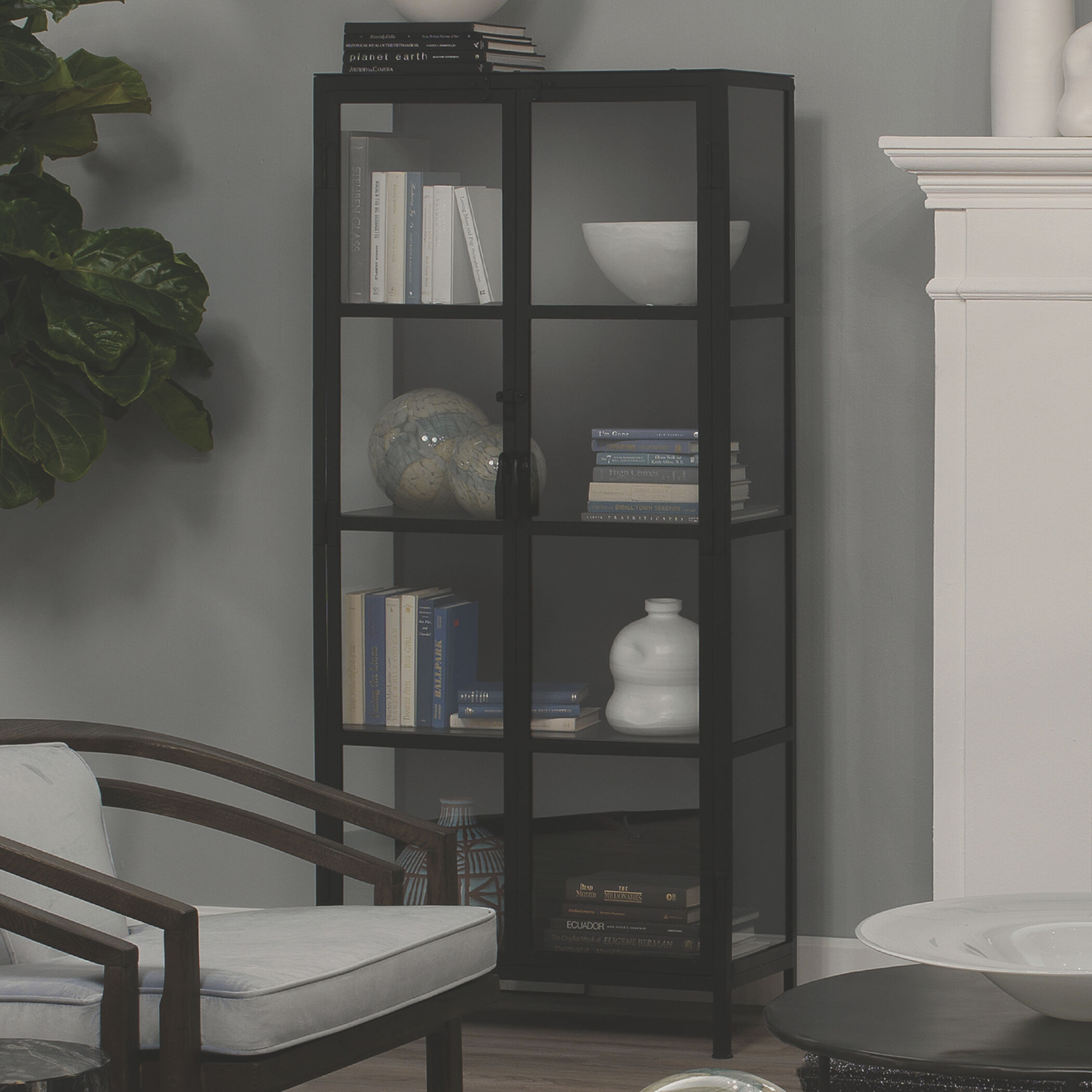 Jamie Young Co 20UNIO CUBK Union Black Iron Clear Glass Tall