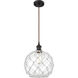 Ballston Large Farmhouse Rope LED 10 inch Oil Rubbed Bronze Mini Pendant Ceiling Light in Clear Glass with White Rope, Black Textured, Ballston