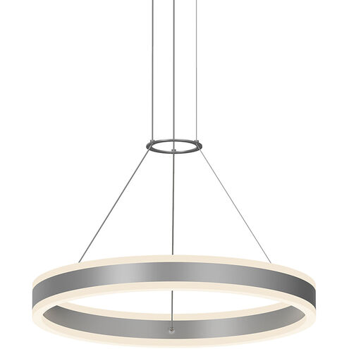 Double Corona LED 23.75 inch Bright Satin Aluminum Pendant Ceiling Light