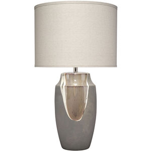 Landslide 32 inch 150 watt Matte Grey w/ Beige & White Drip Table Lamp Portable Light