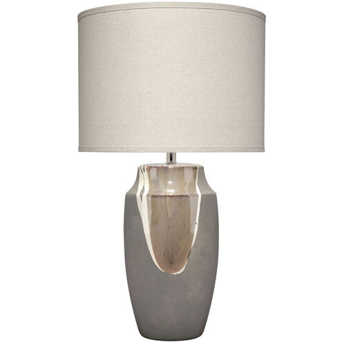 Landslide 32 inch 150 watt Matte Grey w/ Beige & White Drip Table Lamp Portable Light