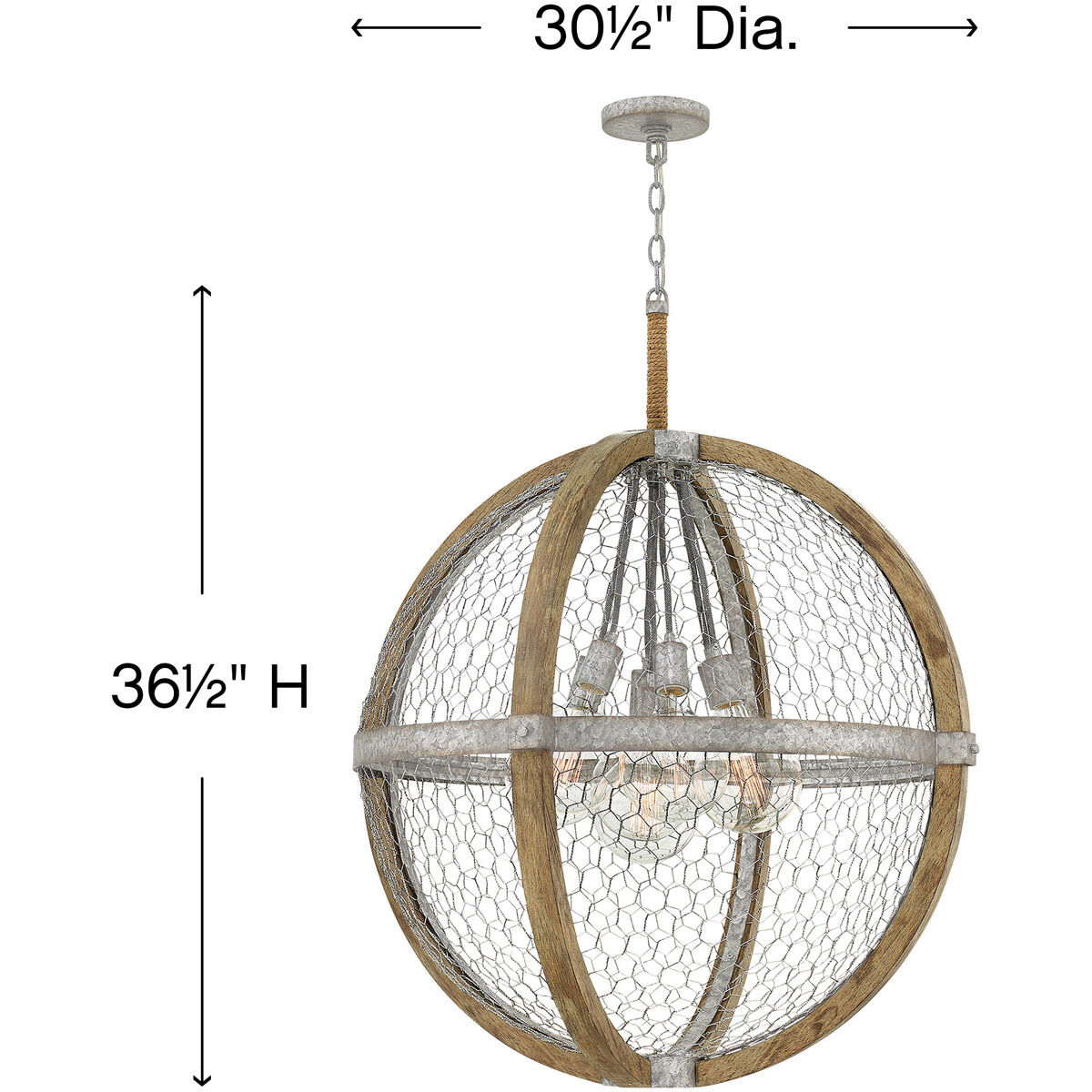 Heywood 7 Light 30.5 inch Weathered Zinc/Cottage Whitewash Chandelier Ceiling Light