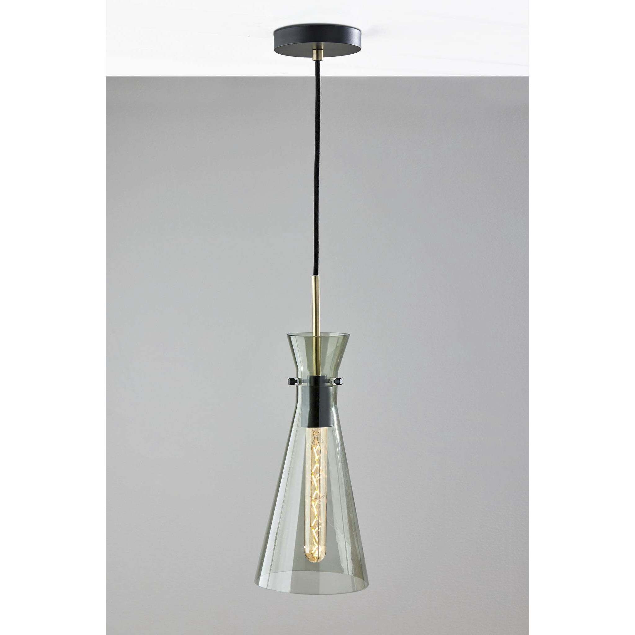 Walker 5 inch Black and Antique Brass Pendant Ceiling Light