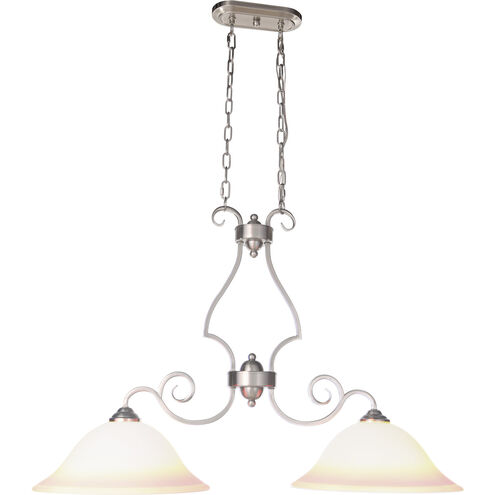 Cecilia 2 Light 36 inch Brushed Polished Nickel Island Light Ceiling Light in White Frosted Glass, Jeremiah