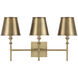 Whitney 3 Light 24 inch Aged Brass Vanity Light Wall Light