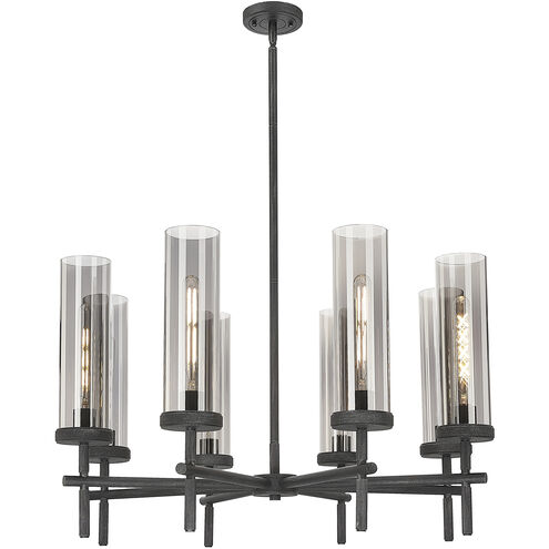 Lincoln 8 Light 32 inch Weathered Zinc Chandelier Ceiling Light in Light Smoke Glass