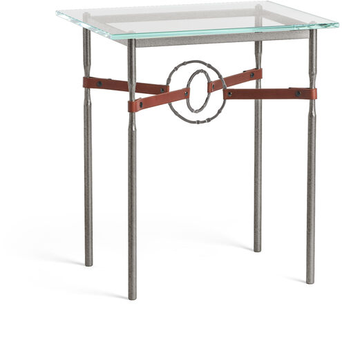 Equus 25.1 X 22 inch Natural Iron and Dark Smoke Side Table in Leather British Brown, Natural Iron/Dark Smoke
