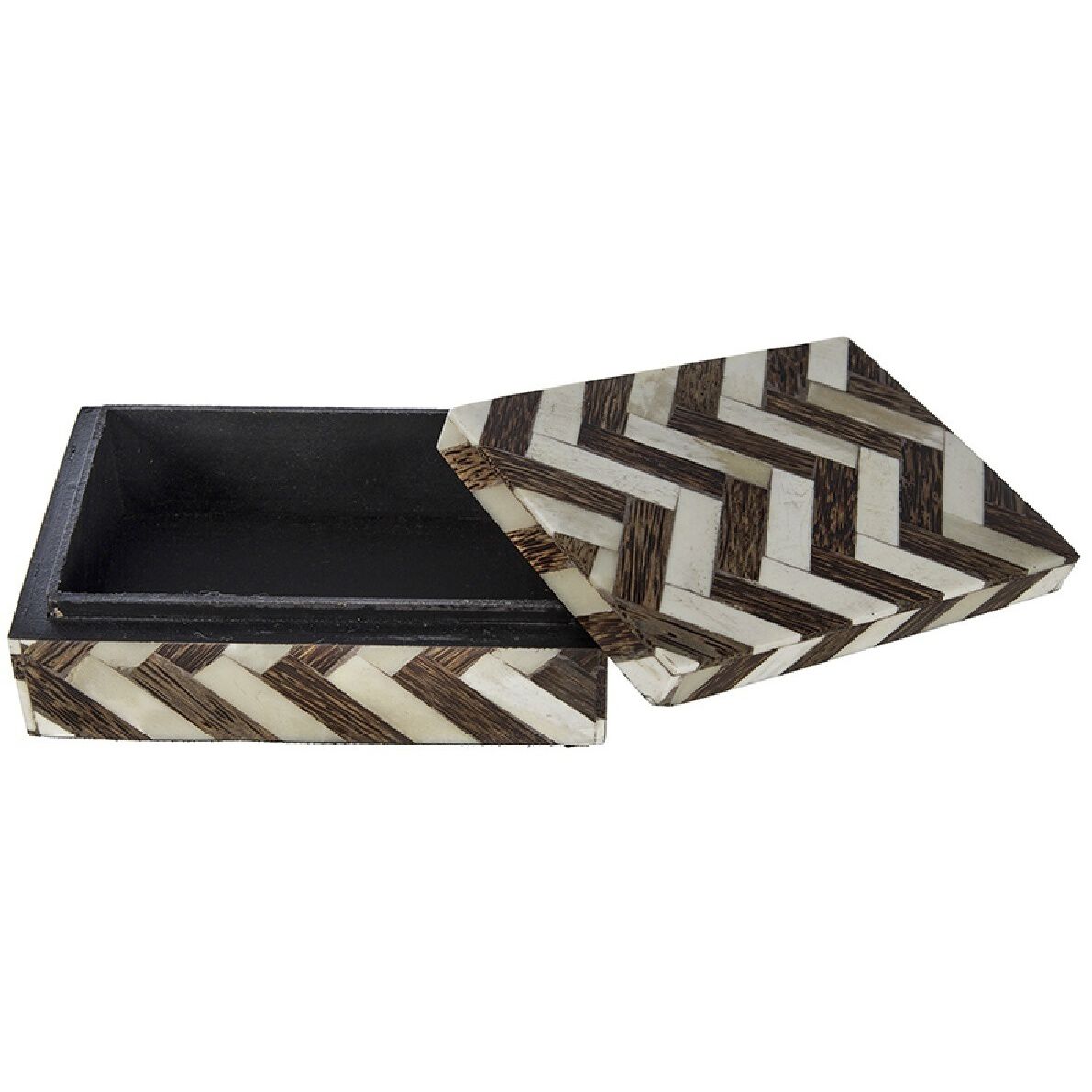 Zig Zag 4 inch Brown/White Decorative Box