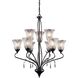 Nouveau 9 Light 26 inch Black Chrome with Clear Chandelier Ceiling Light