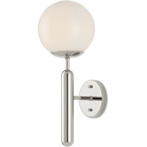 Barbican 1 Light 6.5 inch Polished Nickel and White Bath Sconce Wall Light