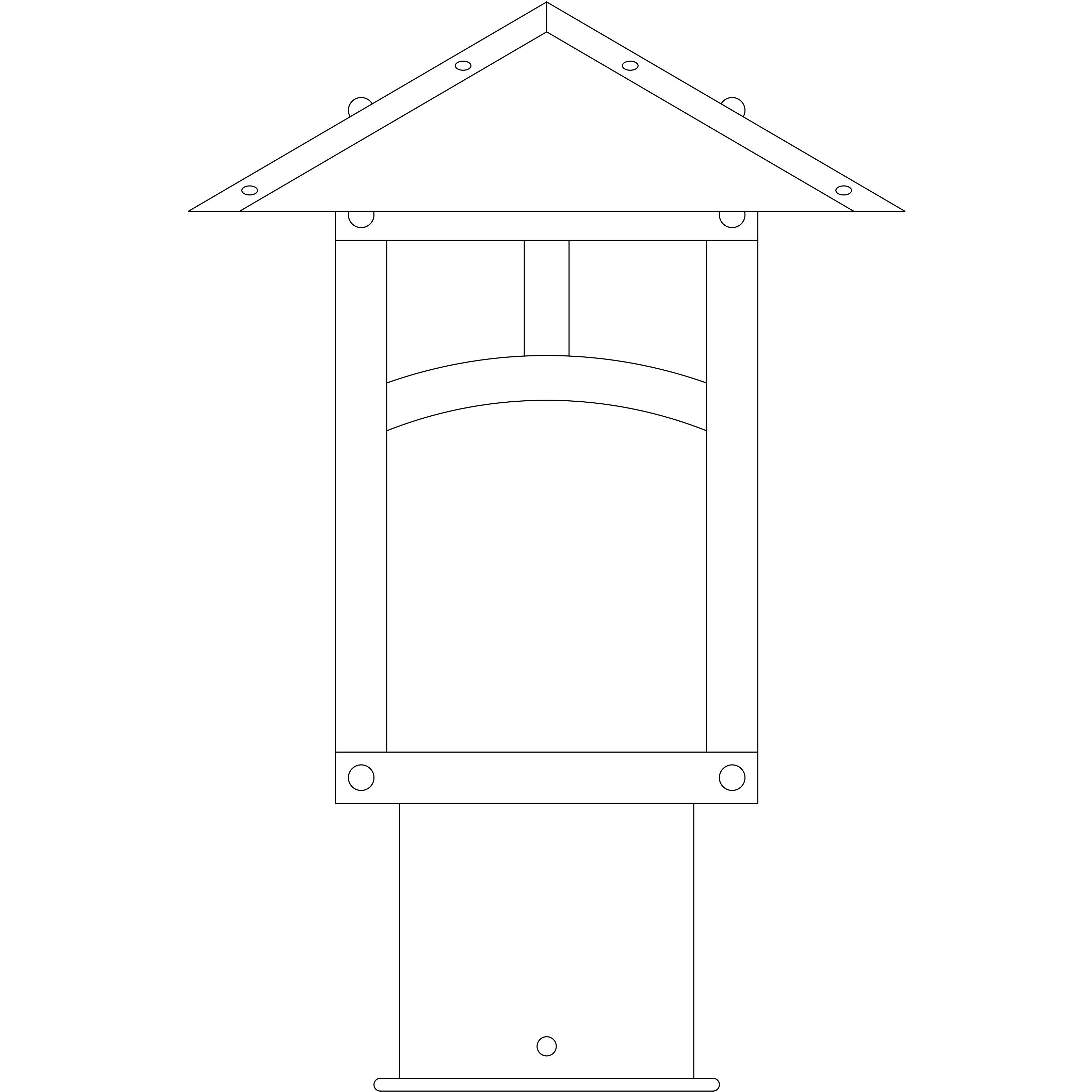 Evergreen 1 Light 7.75 inch Mission Brown Post Mount in White Opalescent, Classic Arch Overlay