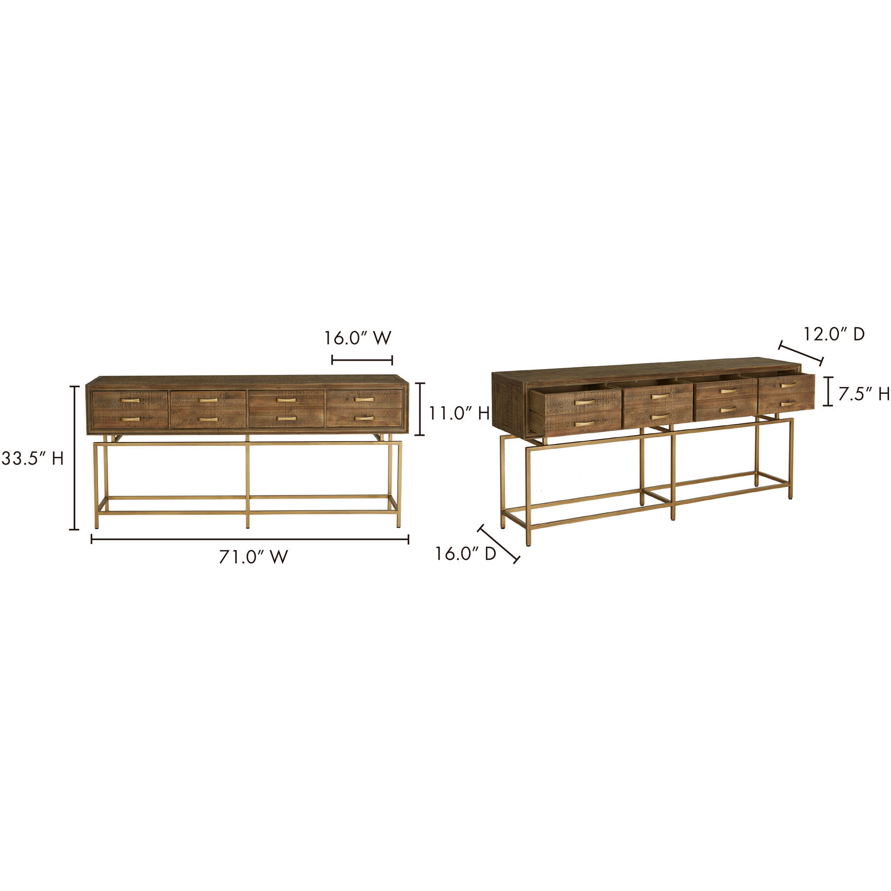 Annecy 71 X 16 inch Natural Console Table