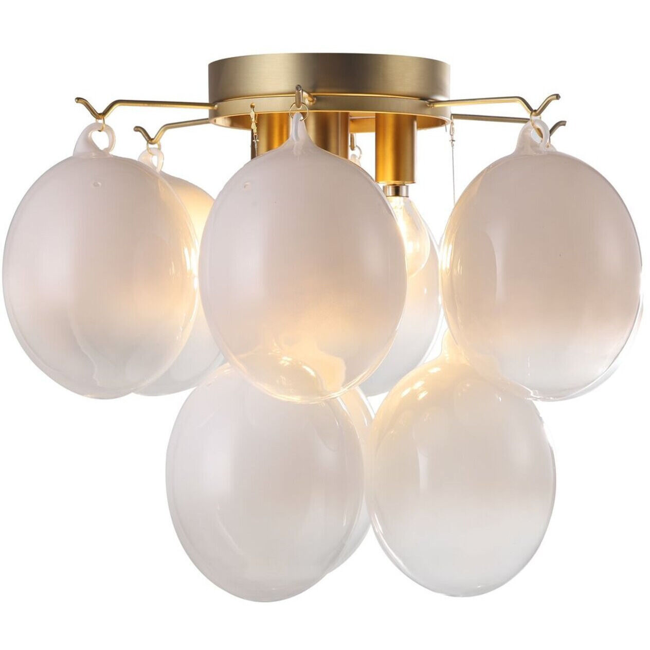 Globo LED 15.75 inch Brass Semi-Flush Mount Ceiling Light in Milky White