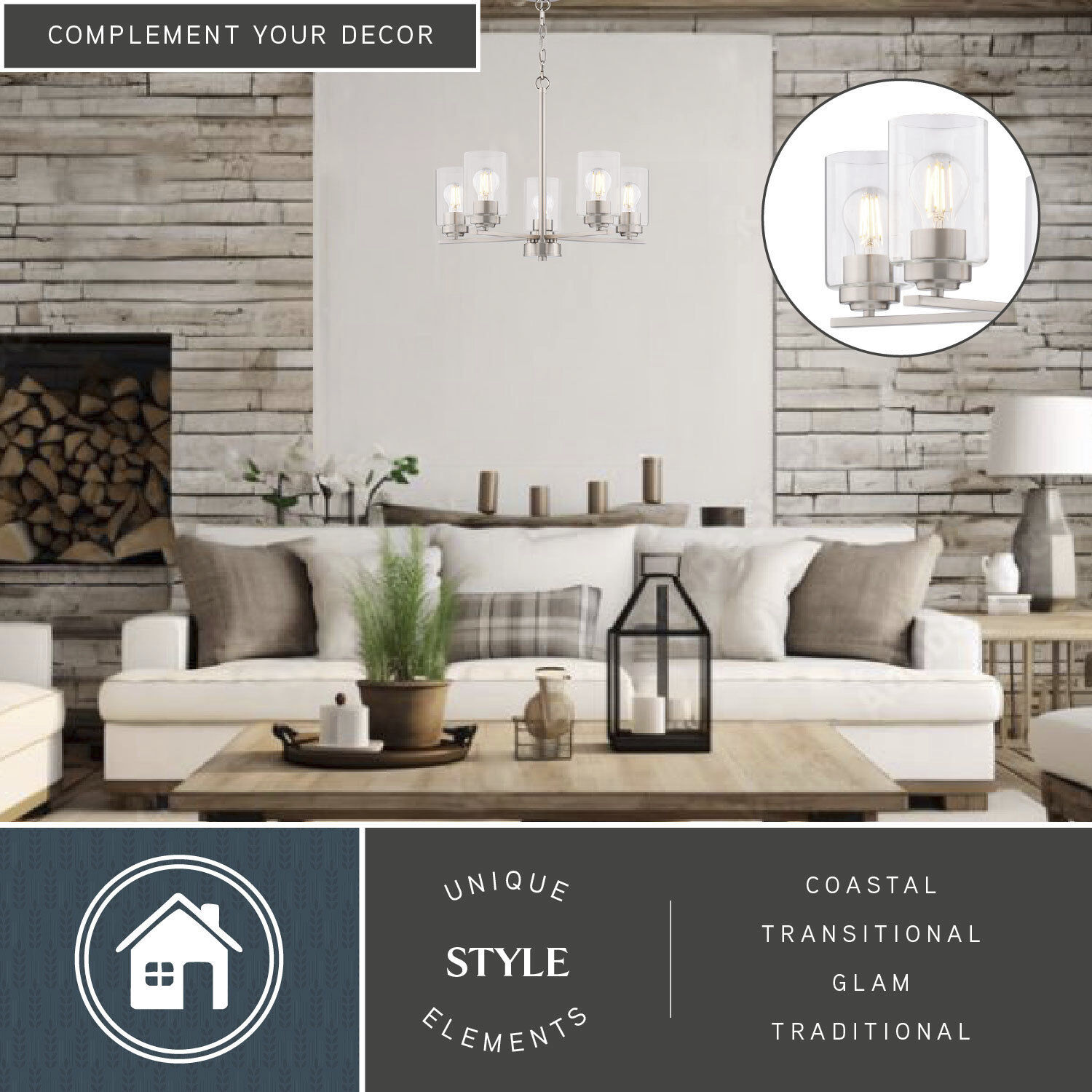 Park Ridge 5 Light 21 inch Satin Nickel Chandelier Ceiling Light