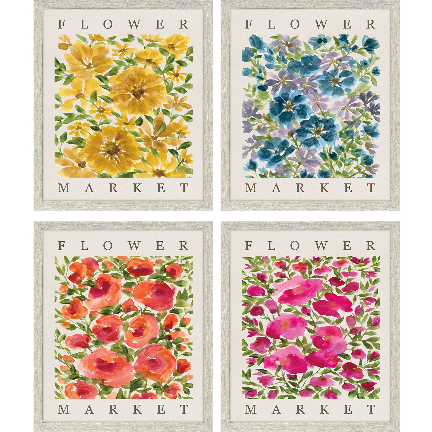 Flower Market Multi and Yellow and Red and Blue Framed Art, Propac