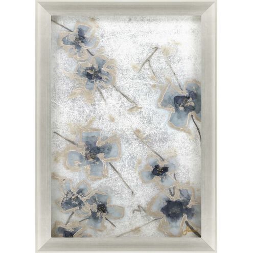 Serene Blossoms 2549 Blue and Beige and Metallic and Brown Framed Art