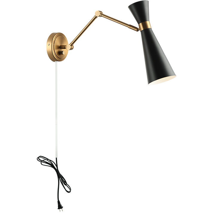 Blaze Wall Sconce Wall Light in Aged Gold Brass and Black