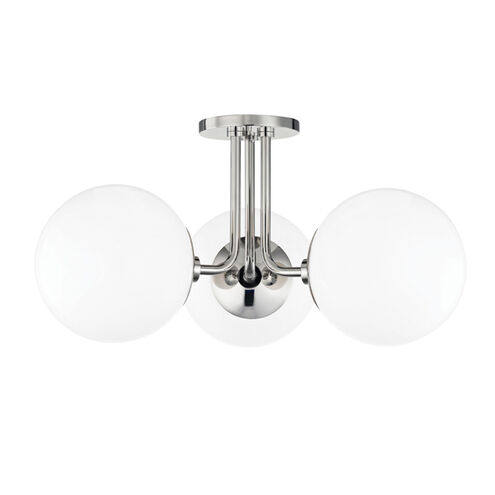 Stella 3 Light 24 inch Polished Nickel Semi Flush Ceiling Light