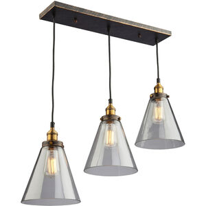 Greenwich 3 Light 30 inch Bronze and Copper Pendant Ceiling Light