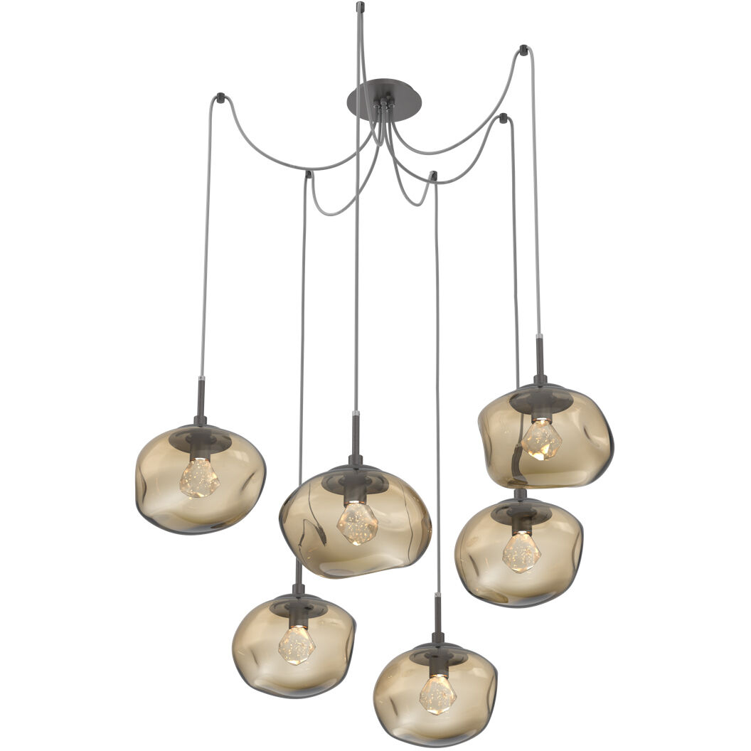 Nova LED 19 inch Graphite Swag Multi-Pendant Ceiling Light in 2700K LED, Zircon Inner - Bronze Outer