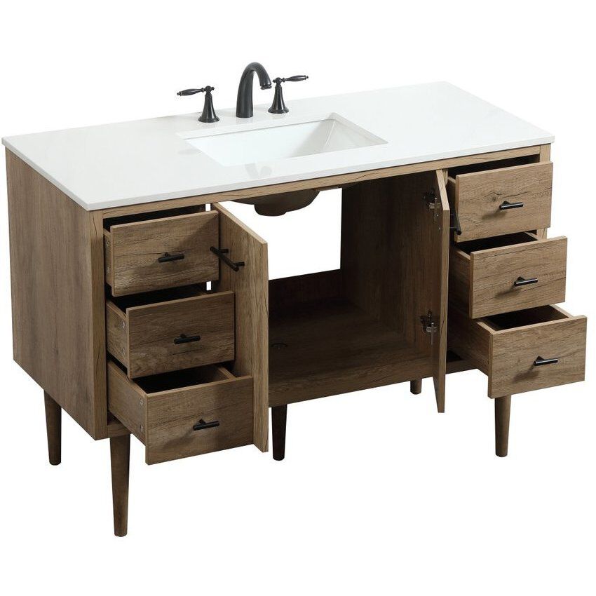 Cyrus 48 X 22 X 34 inch Natural Oak Vanity Sink Set