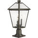 Talbot 3 Light 22 inch Oil Rubbed Bronze Outdoor Pier Mounted Fixture in Seedy Glass