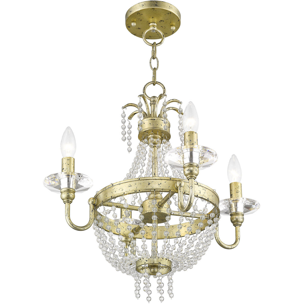 Valentina 4 Light 18 inch Hand Applied Winter Gold Convertible Mini Chandelier/Ceiling Mount Ceiling Light