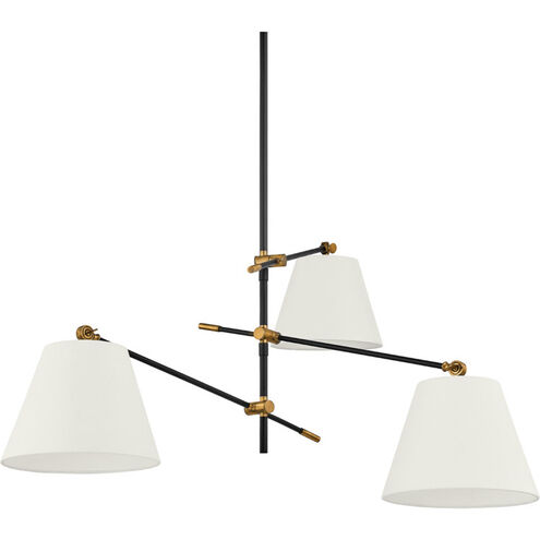 Navin 3 Light 52.5 inch Patina Brass/Textured Black Chandelier Ceiling Light