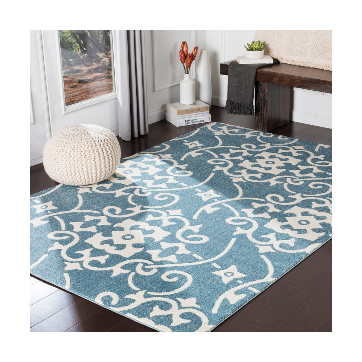 Horizon 94.49 X 94.49 inch Denim/Cream Machine Woven Rug, Round
