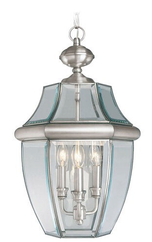 Monterey 3 Light 13 inch Brushed Nickel Outdoor Pendant Lantern