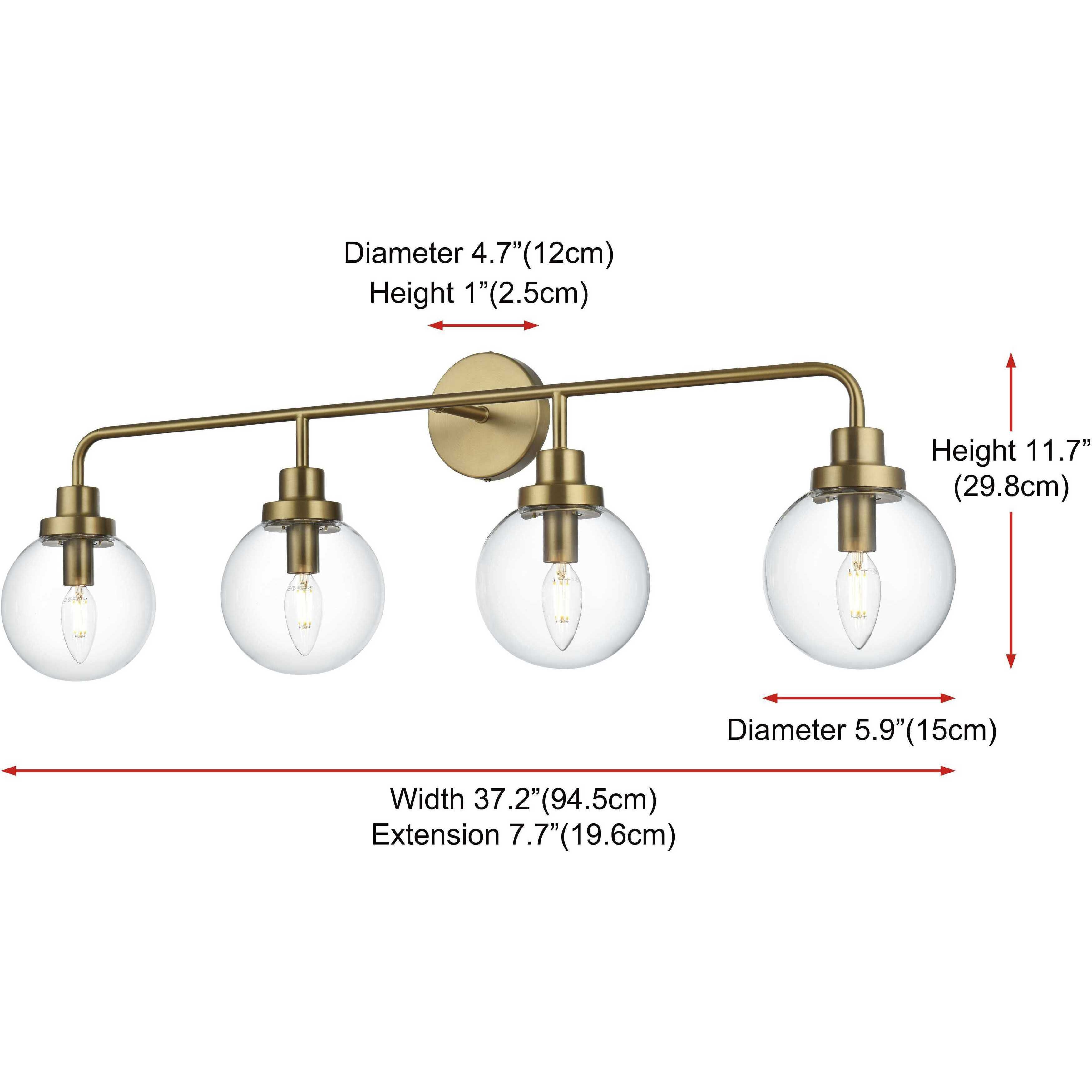 Hanson 4 Light 37 inch Satin Gold Bath Sconce Wall Light