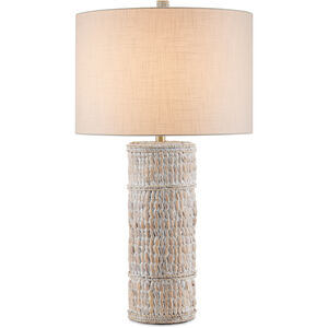 Azores 32.5 inch 150 watt Whitewashed Water Hyacinth Table Lamp Portable Light