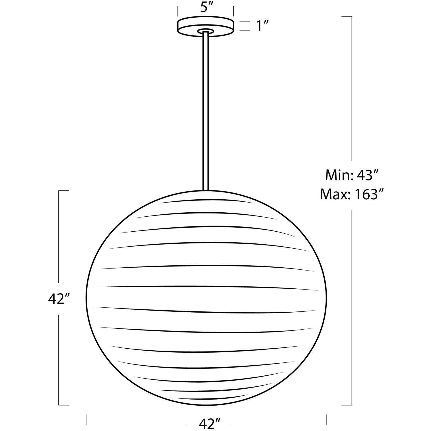 Ringo 1 Light 42 inch White Pendant Ceiling Light, Large