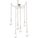 Raindrop LED 13.6 inch Beige Silver Swag Multi-Pendant Ceiling Light in 3000K LED, Rectangular Chain