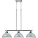 Duncan 3 Light 40 inch Chrome Linear Pendant Ceiling Light in Seafoam