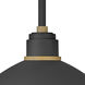 Foundry Dome 1 Light 16 inch Textured Black with Brass Outdoor Pendant Barn Light