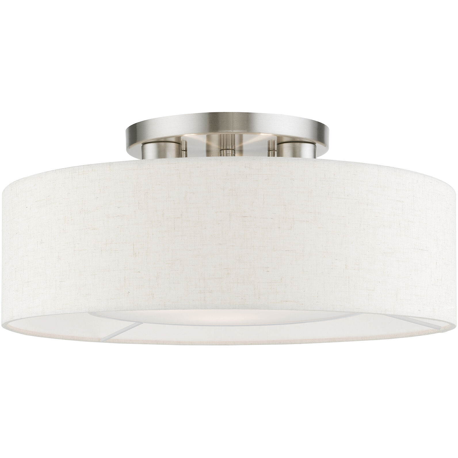 Ellsworth 4 Light 21 inch Brushed Nickel with Shiny White Accents Semi-Flush Ceiling Light