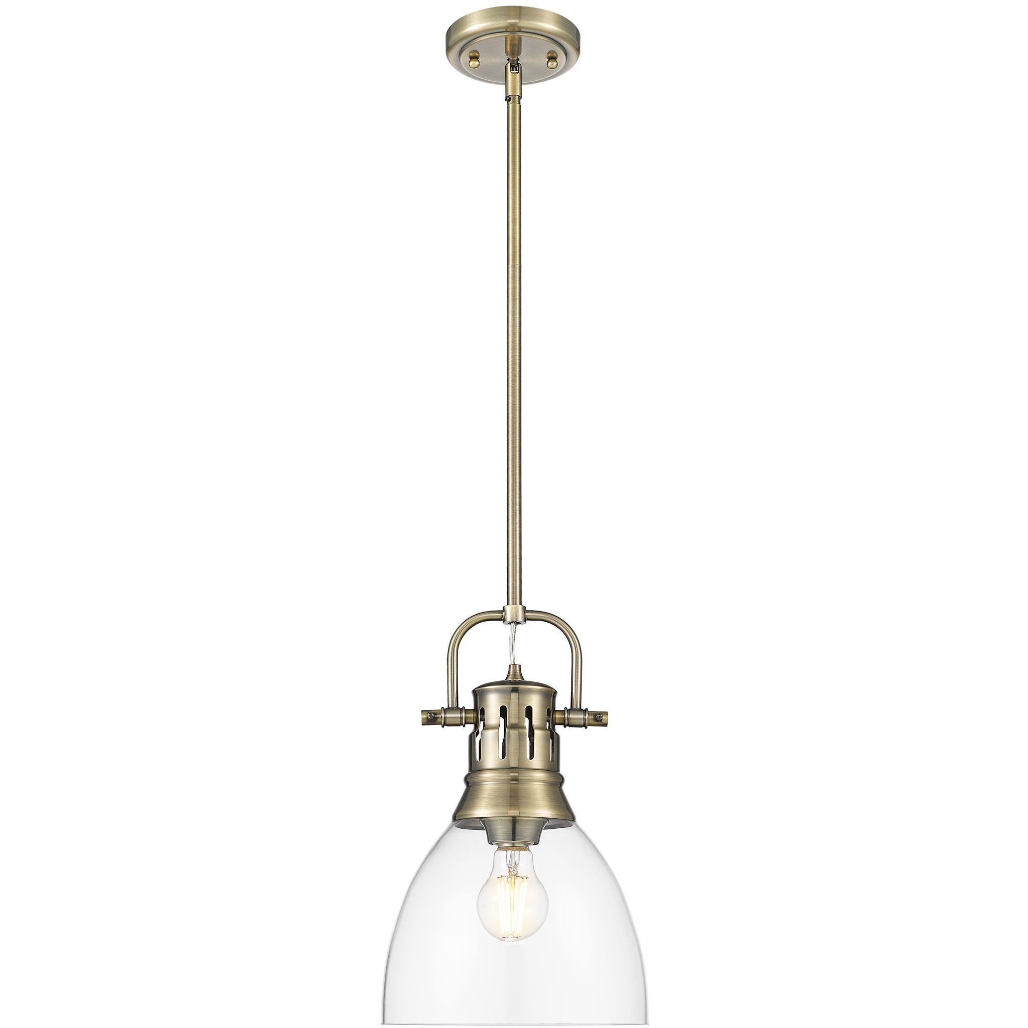 Yep Duncan 1 Light 8.88 inch Aged Brass Pendant Ceiling Light in Clear Glass