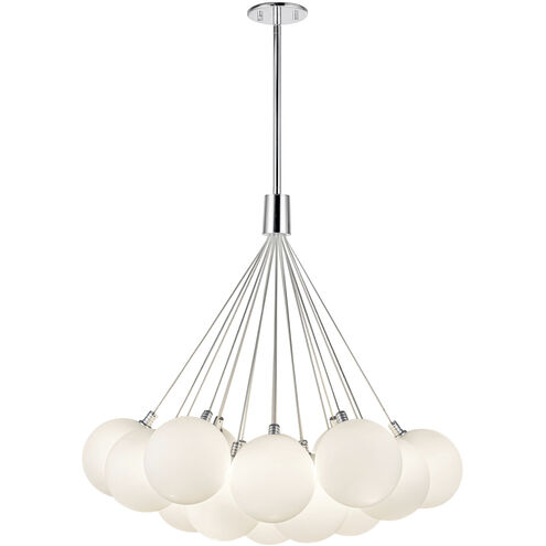 Bolla LED 28 inch Opal Glass Chandelier Ceiling Light in Steel, Clear Glass and Interior Opal Glass
