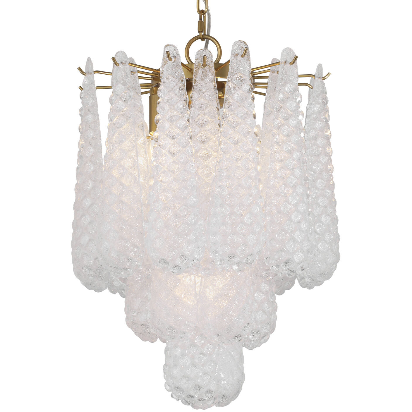 Ollie 4 Light 14.25 inch Aged Brass Chandelier Ceiling Light in Sand Glass Clear