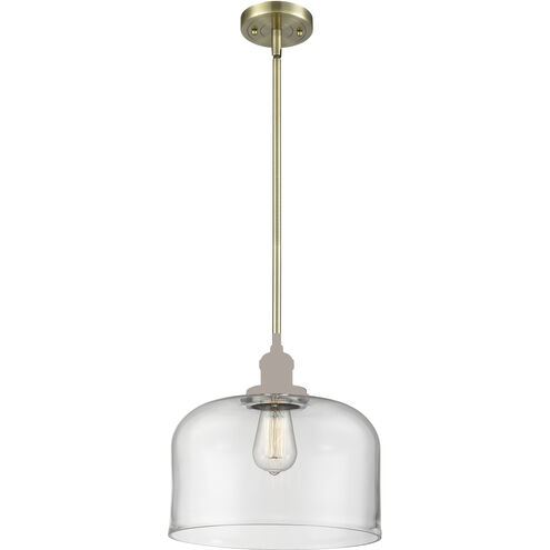 Franklin Restoration Bell LED 12 inch Antique Brass Mini Pendant Ceiling Light in Clear, Franklin Restoration