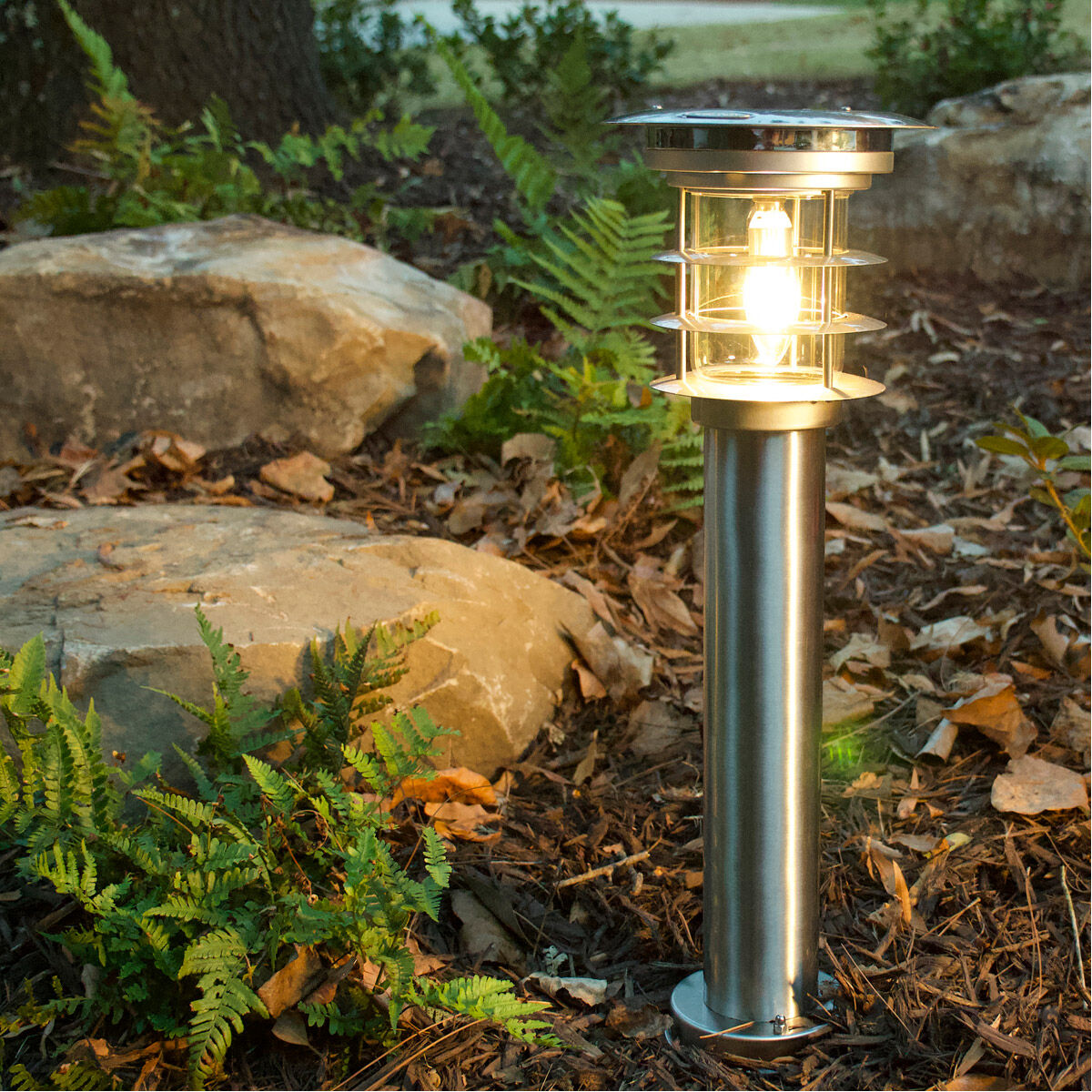 Stainless Steel Bollard 13.00 watt Silver Path Light, Solar