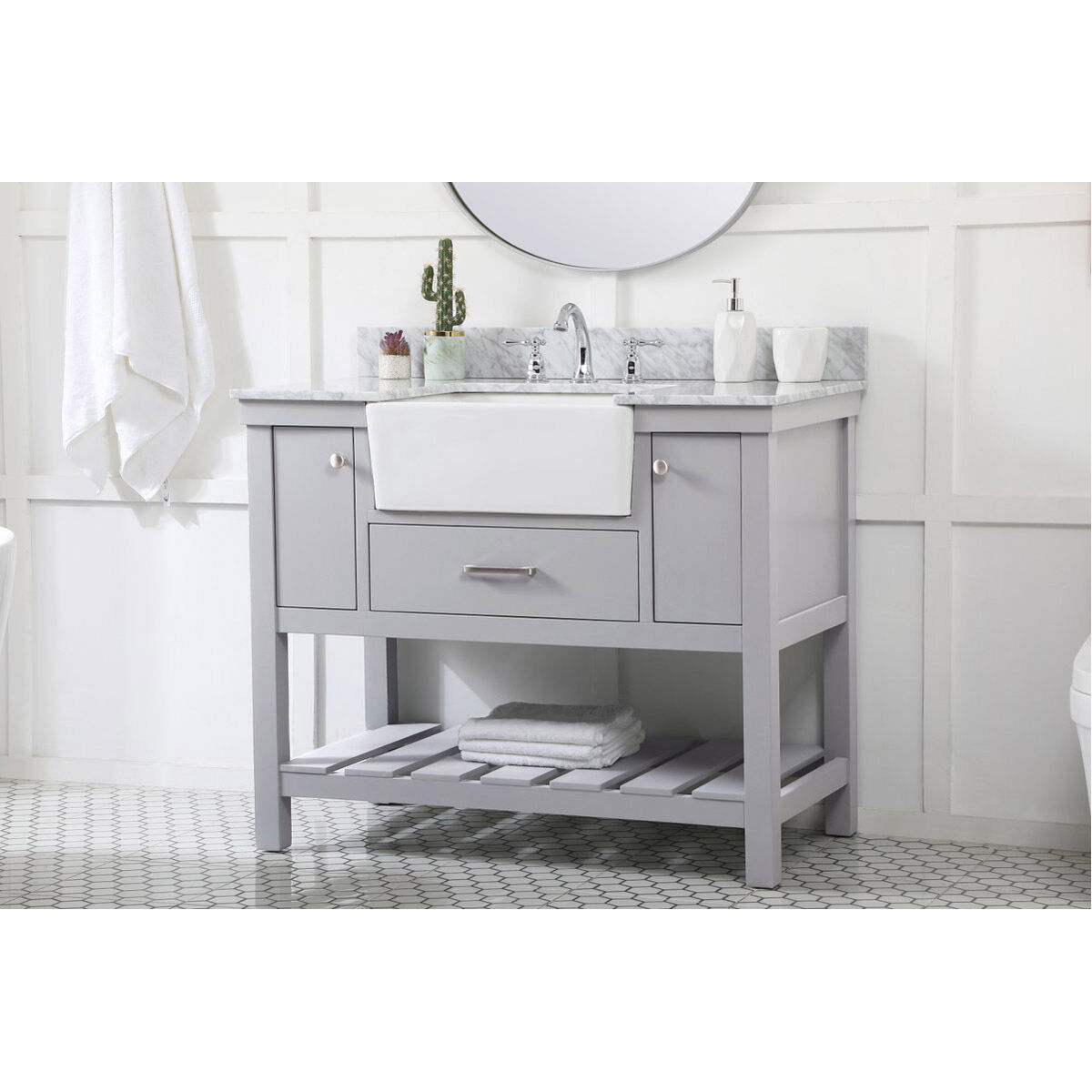 Clement 42 X 22 X 34 inch Grey Bathroom Vanity Cabinet