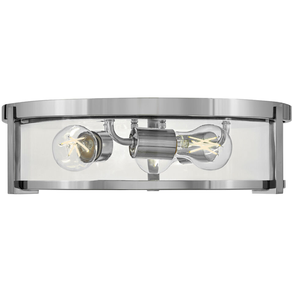 Lowell 3 Light 16 inch Chrome with Clear glass Foyer Light Ceiling Light, Flush Mount