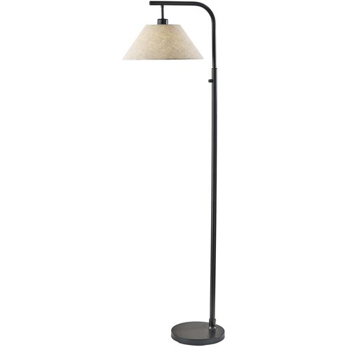 Hayes 58 inch 100 watt Black Floor Lamp Portable Light in Brown Textured Fabric