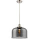 Ballston X-Large Bell LED 12 inch Brushed Satin Nickel Mini Pendant Ceiling Light in Plated Smoke Glass, Ballston