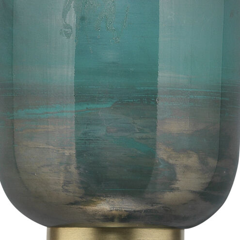 Vapor 2 Light 6 inch Antique Brass & Aqua Metallic Glass Wall Sconce Wall Light