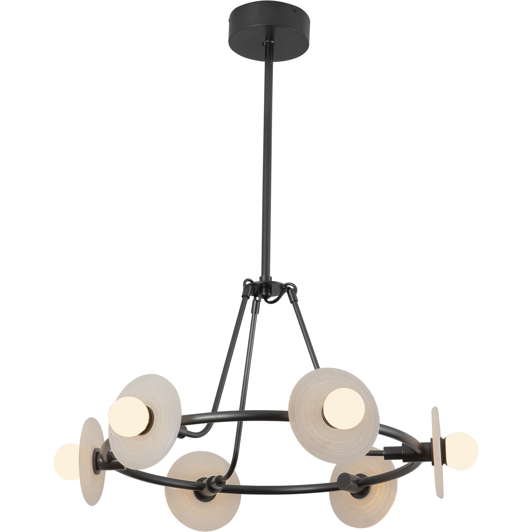 Dahlia 27.75 inch Urban Bronze and Alabaster Chandelier Ceiling Light